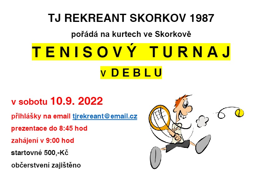 tj rekreant pozvánka na tenisový turnaj v deblu 10.9.20221